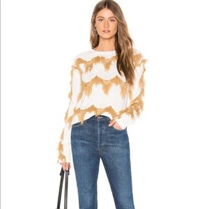 Tularosa chevron fringe cream sweater nwot s